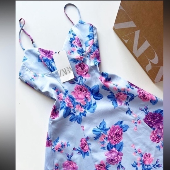 Zara Floral Print Mini Dress - Picture 7 of 8
